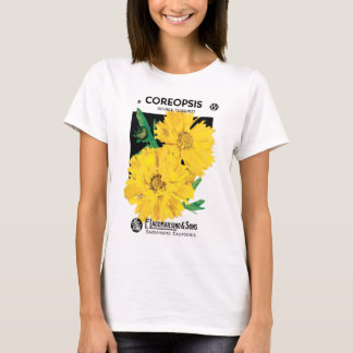 Vintage Seed Packet Art, Yellow Coreopsis Flowers T-Shirt