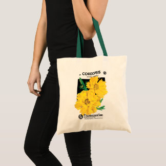 Vintage Seed Packet Art, Yellow Coreopsis Flowers Tote Bag