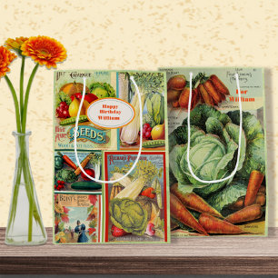 Vintage Seed Packet Birthday   Medium Gift Bag