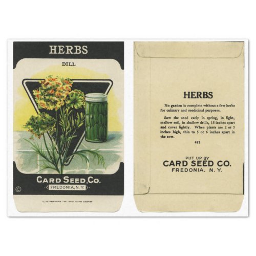 Vintage Seed Packet Dill and Instructions Tissue Paper