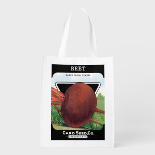 Vintage Seed Packet Label Art, Beet Vegetables Reusable Grocery Bag