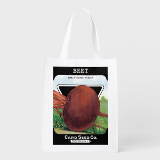 Vintage Seed Packet Label Art, Beet Vegetables Reusable Grocery Bag