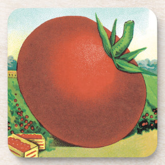Vintage Seed Packet Label Art, Burt's Seed Tomato Beverage Coaster