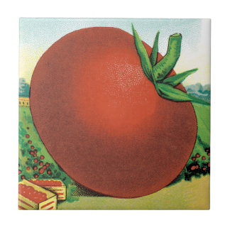 Vintage Seed Packet Label Art, Burt's Seed Tomato Ceramic Tile