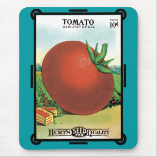 Vintage Seed Packet Label Art, Burt's Seed Tomato Mouse Pad