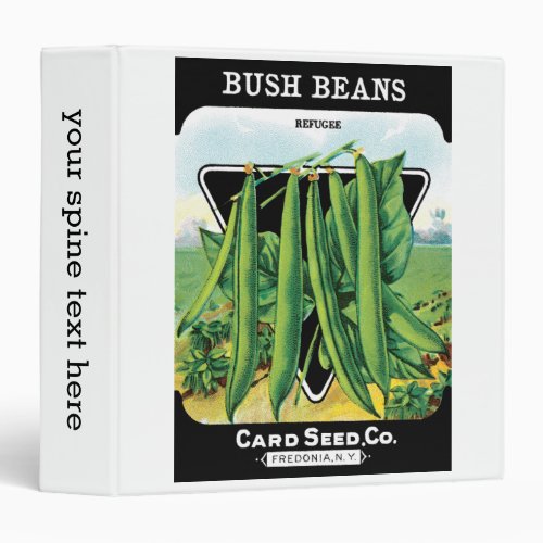 Vintage Seed Packet Label Art Bush Bean Veggies 3 Ring Binder