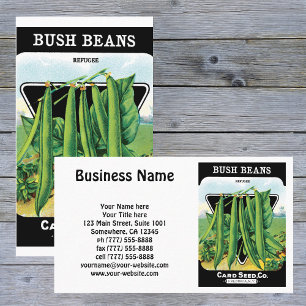 Vintage Seed Packet Label Art, Bush Bean Veggies Business Card