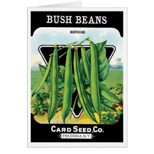 Vintage Seed Packet Label Art, Bush Bean Veggies Cards