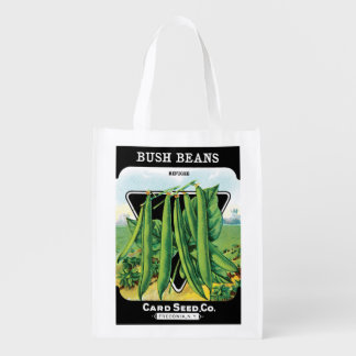 Vintage Seed Packet Label Art, Bush Bean Veggies Grocery Bag