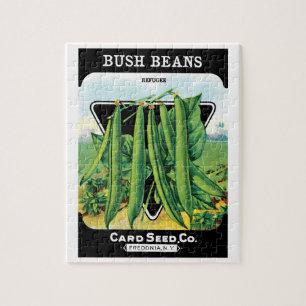Vintage Seed Packet Label Art, Bush Bean Veggies Jigsaw Puzzle