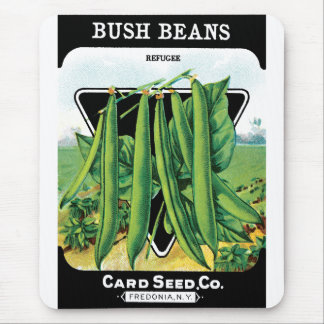 Vintage Seed Packet Label Art, Bush Bean Veggies Mouse Pad