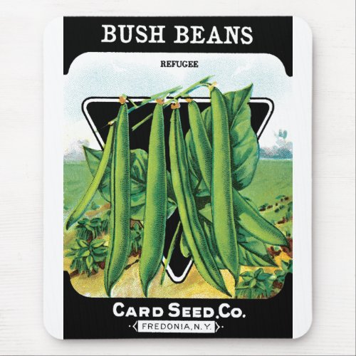Vintage Seed Packet Label Art Bush Bean Veggies Mouse Pad