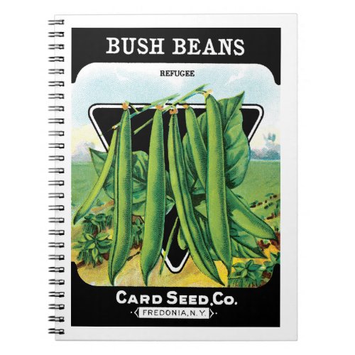 Vintage Seed Packet Label Art Bush Bean Veggies Notebook