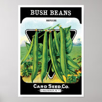 Vintage Seed Packet Label Art, Bush Bean Veggies