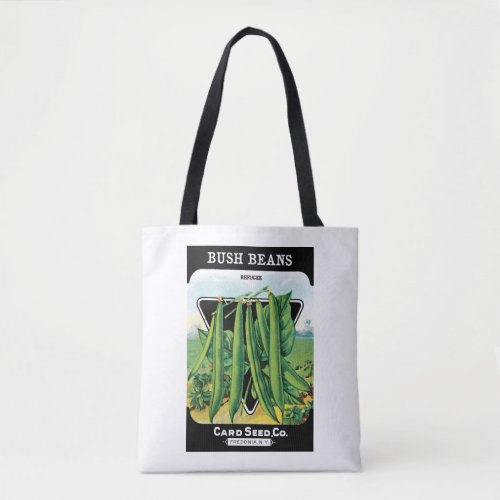 Vintage Seed Packet Label Art Bush Bean Veggies Tote Bag