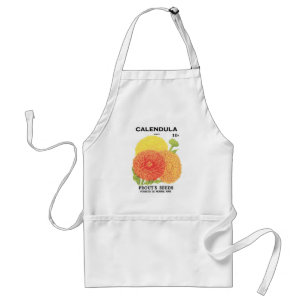 Vintage Seed Packet Label Art, Calendula Flowers Adult Apron