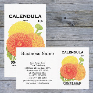 Vintage Seed Packet Label Art, Calendula Flowers Business Card
