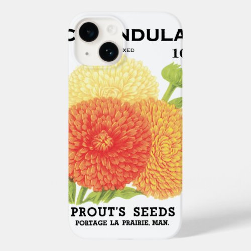 Vintage Seed Packet Label Art Calendula Flowers Case_Mate iPhone 14 Case