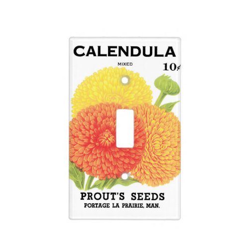 Vintage Seed Packet Label Art Calendula Flowers Light Switch Cover