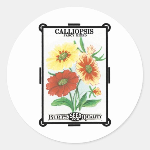 Vintage Seed Packet Label Art Calliopsis Flowers