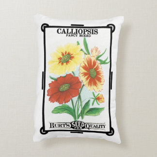 Vintage Seed Packet Label Art, Calliopsis Flowers Accent Pillow