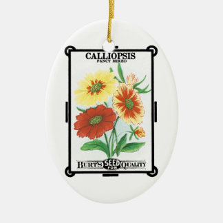 Vintage Seed Packet Label Art, Calliopsis Flowers Ceramic Ornament