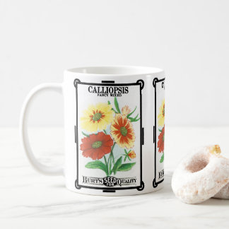 Vintage Seed Packet Label Art, Calliopsis Flowers Coffee Mug