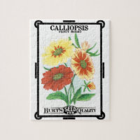 Vintage Seed Packet Label Art, Calliopsis Flowers
