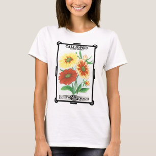 Vintage Seed Packet Label Art, Calliopsis Flowers T-Shirt
