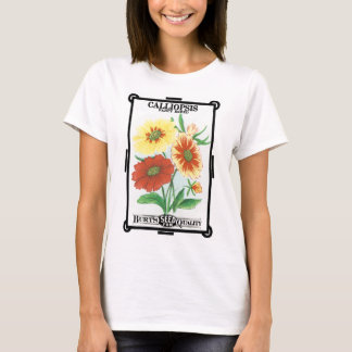 Vintage Seed Packet Label Art, Calliopsis Flowers T-Shirt