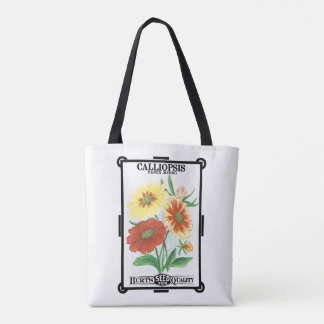 Vintage Seed Packet Label Art, Calliopsis Flowers Tote Bag