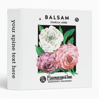 Vintage Seed Packet Label Art, Camellia Flowers 3 Ring Binder