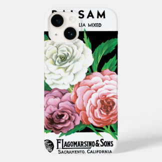 Vintage Seed Packet Label Art, Camellia Flowers Case-Mate iPhone 14 Case