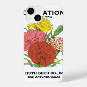 Vintage Seed Packet Label Art, Carnation Flowers Case-Mate iPhone 14 Case