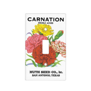 Vintage Seed Packet Label Art, Carnation Flowers Light Switch Cover