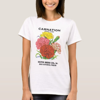Vintage Seed Packet Label Art, Carnation Flowers T-Shirt