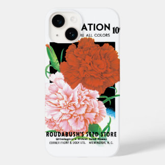 Vintage Seed Packet Label Art, Carnations Flowers Case-Mate iPhone 14 Case