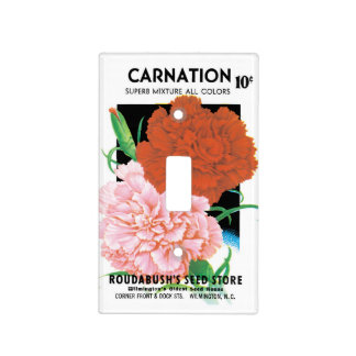 Vintage Seed Packet Label Art, Carnations Flowers Light Switch Cover