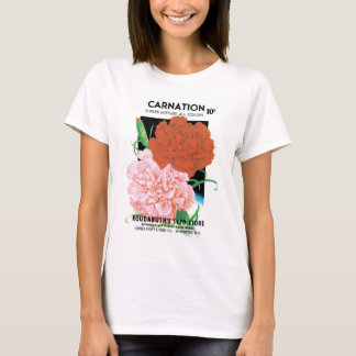 Vintage Seed Packet Label Art, Carnations Flowers T-Shirt