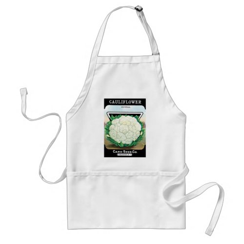 Vintage Seed Packet Label Art Cauliflower Veggies Adult Apron
