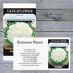 Vintage Seed Packet Label Art, Cauliflower Veggies Business Card