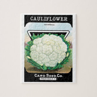 Vintage Seed Packet Label Art, Cauliflower Veggies Jigsaw Puzzle