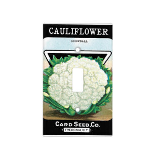 Vintage Seed Packet Label Art, Cauliflower Veggies Light Switch Cover