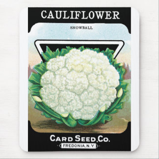 Vintage Seed Packet Label Art, Cauliflower Veggies Mouse Pad