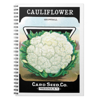 Vintage Seed Packet Label Art, Cauliflower Veggies Notebook