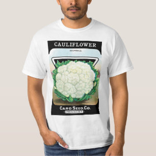 Vintage Seed Packet Label Art, Cauliflower Veggies T-Shirt