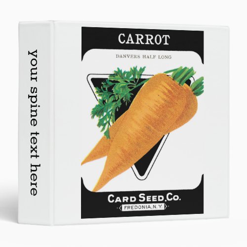 Vintage Seed Packet Label Art Danvers Carrots 3 Ring Binder