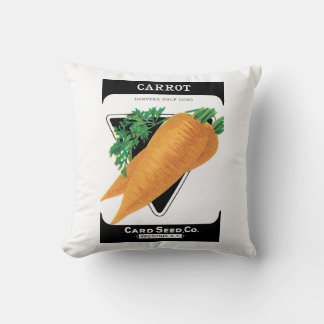 Vintage Seed Packet Label Art, Danvers Carrots Throw Pillow