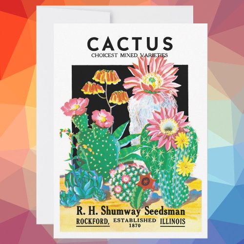 Vintage Seed Packet Label Art Desert Cactus Plants