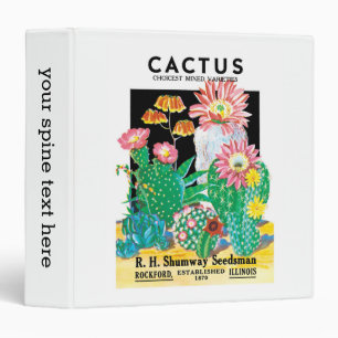 Vintage Seed Packet Label Art Desert Cactus Plants 3 Ring Binder